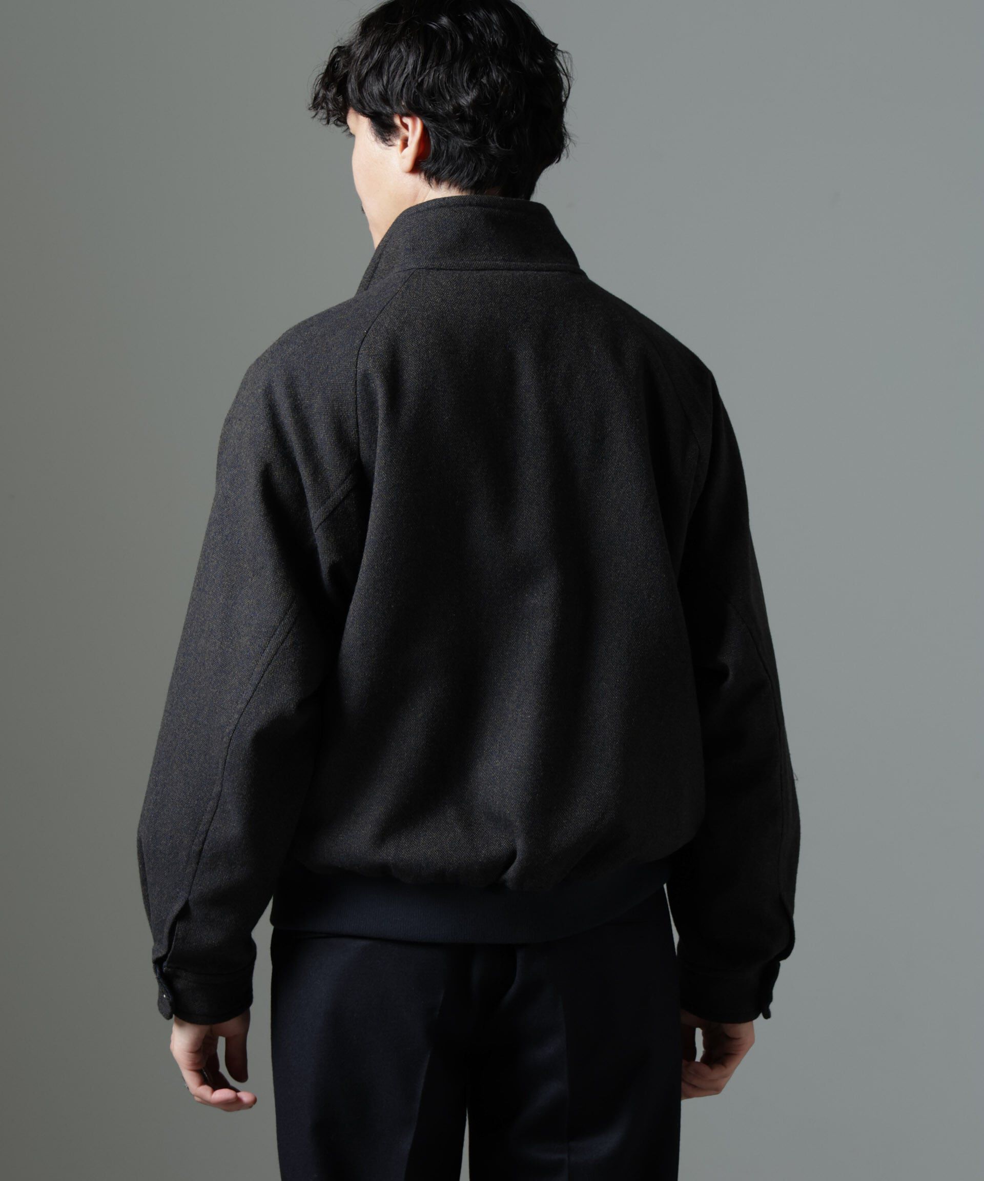 nano･universe「ツイードハリントンジャケット」|ブルゾン・スタジャン|
