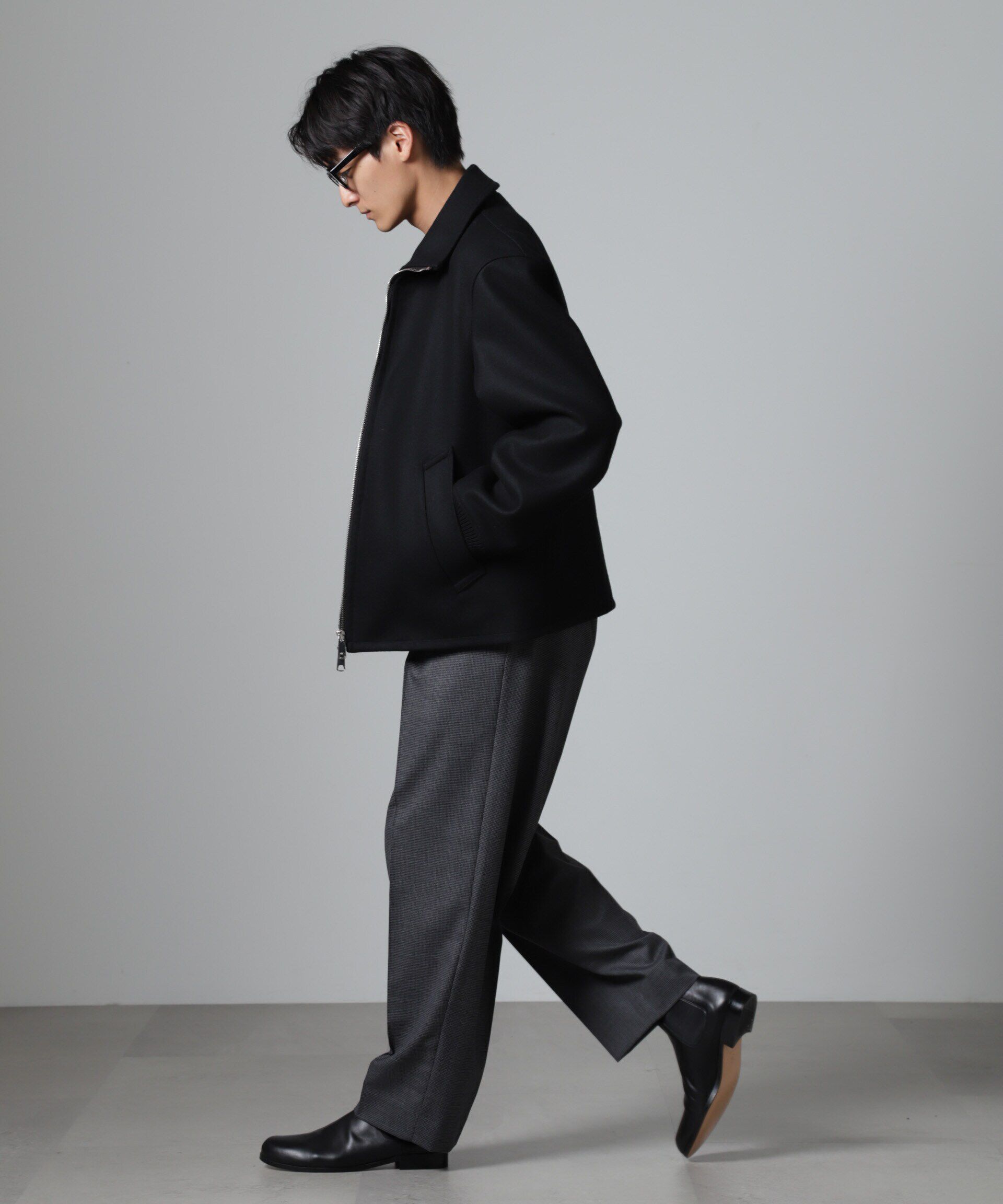 nano･universe「ハードプレスメルトンジップアップブルゾン」|ブルゾン・スタジャン|