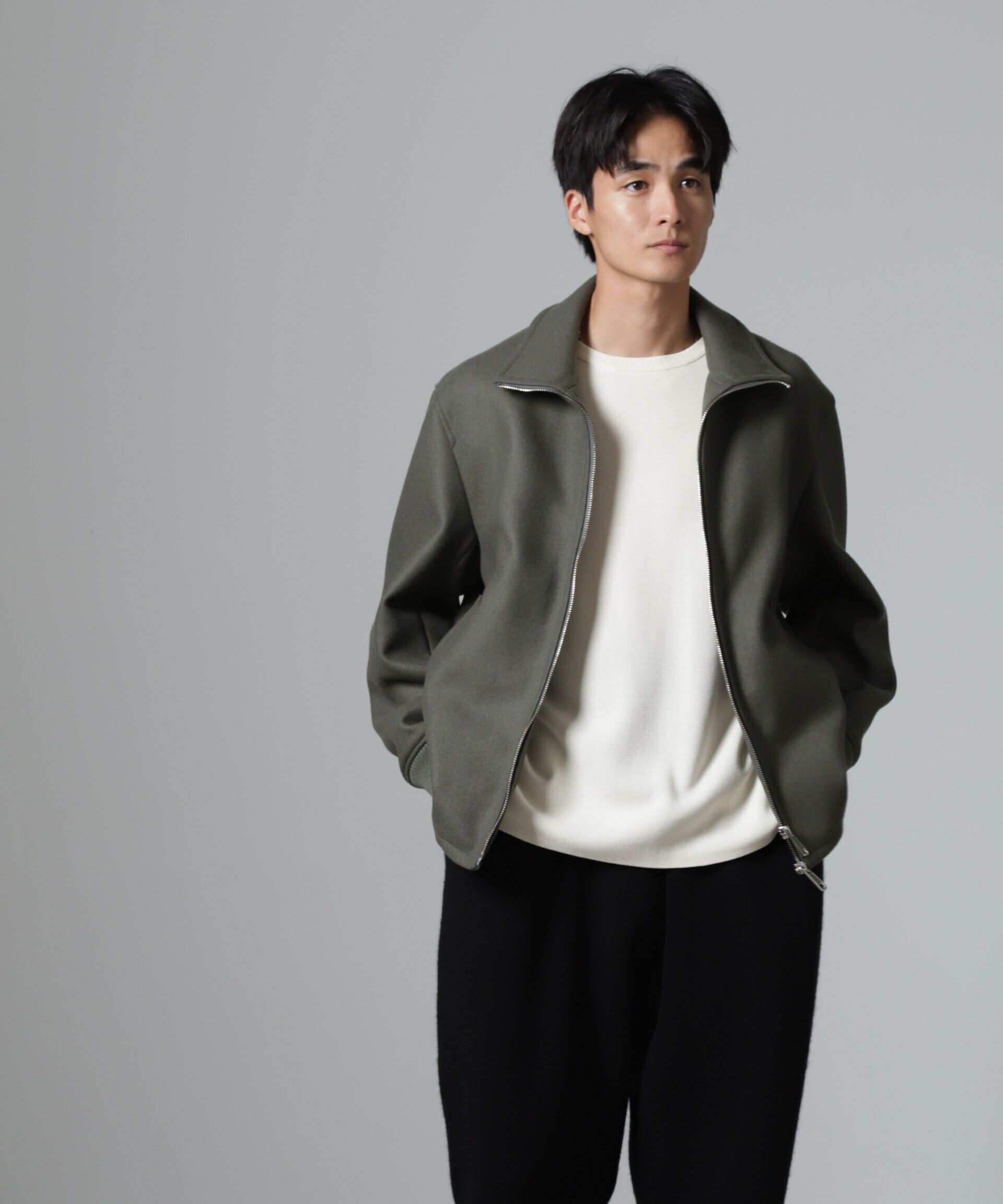 nano･universe「ハードプレスメルトンジップアップブルゾン」|ブルゾン・スタジャン|