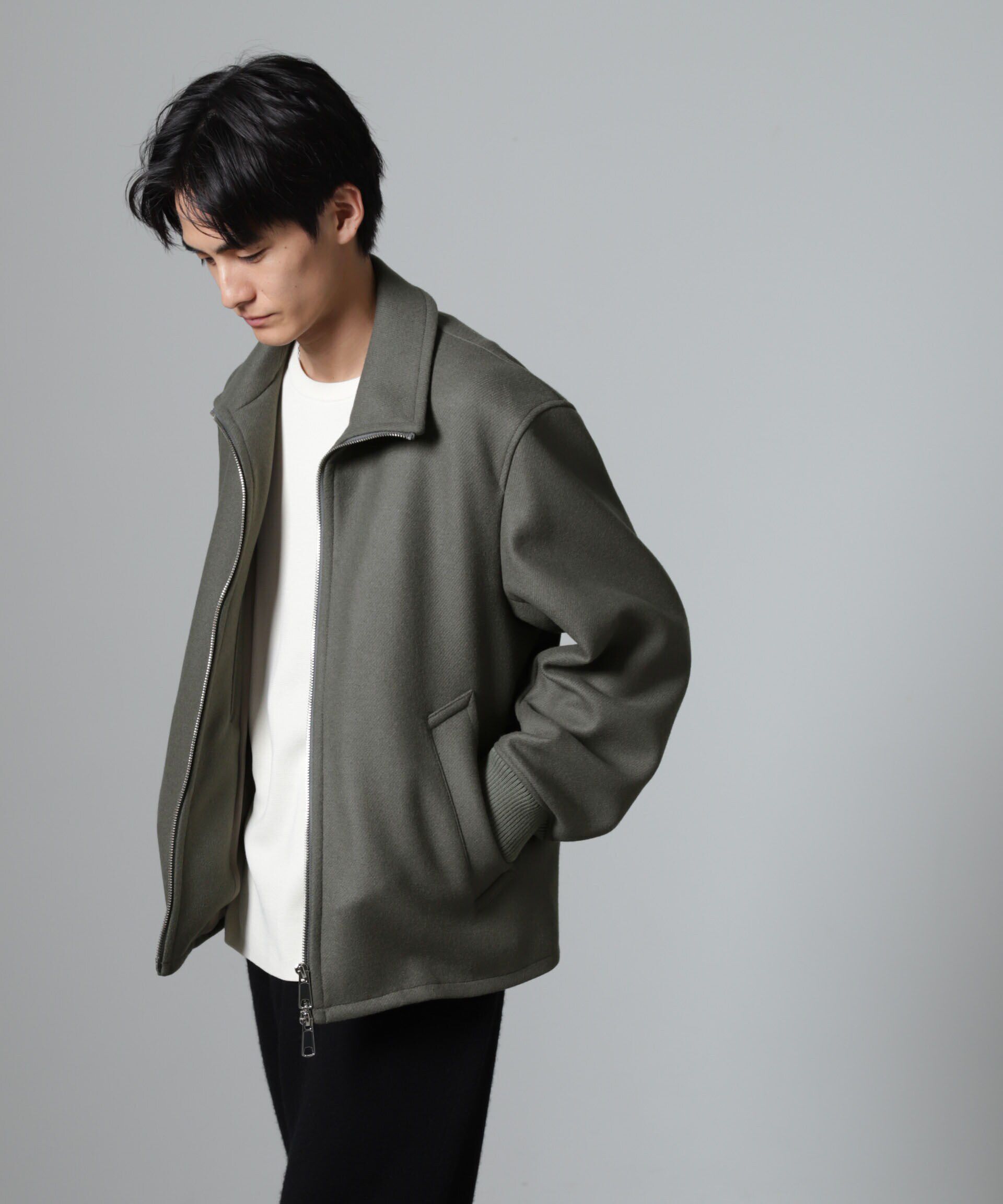 nano･universe「ハードプレスメルトンジップアップブルゾン」|ブルゾン・スタジャン|