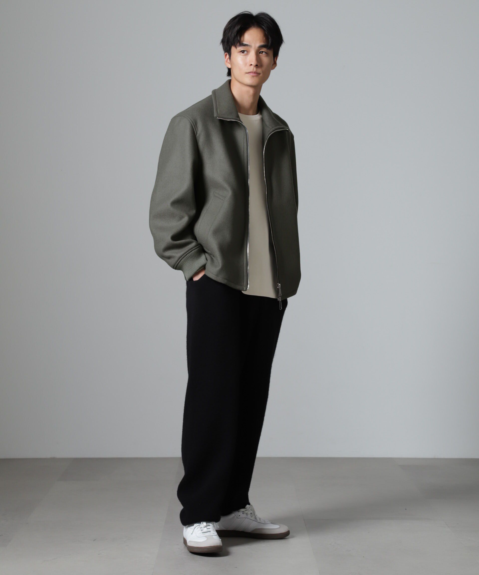 nano･universe「ハードプレスメルトンジップアップブルゾン」|ブルゾン・スタジャン|