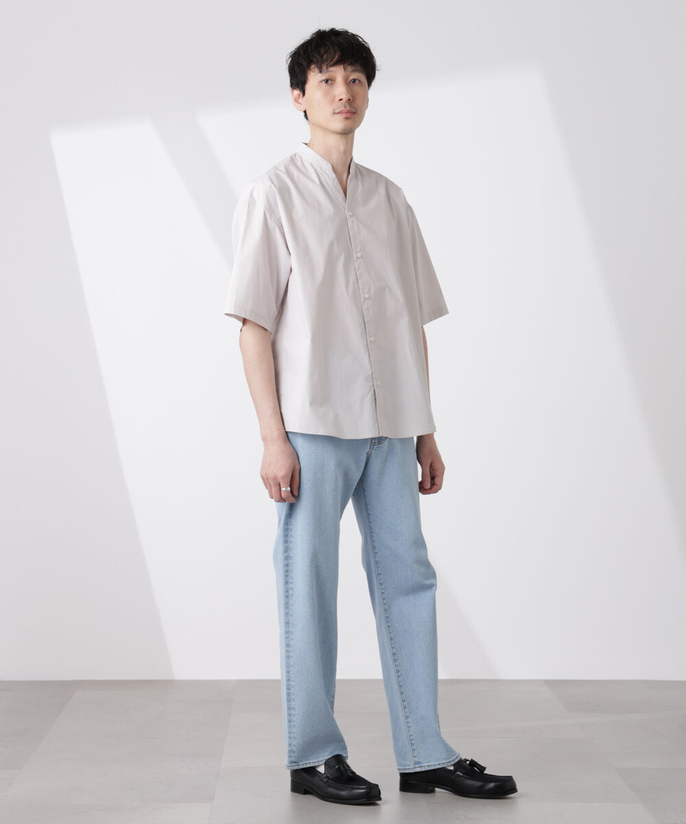 nano･universe「「大人のワイドシャツ」バンドカラー 半袖」|シャツ・ブラウス|