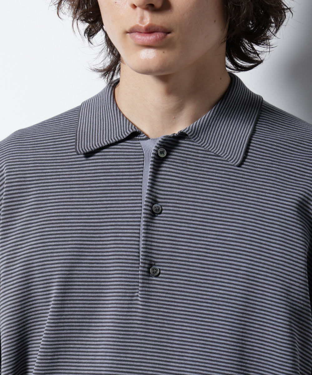 nano･universe「ハイゲージマイクロボーダーニットポロ」|ニット・セーター|