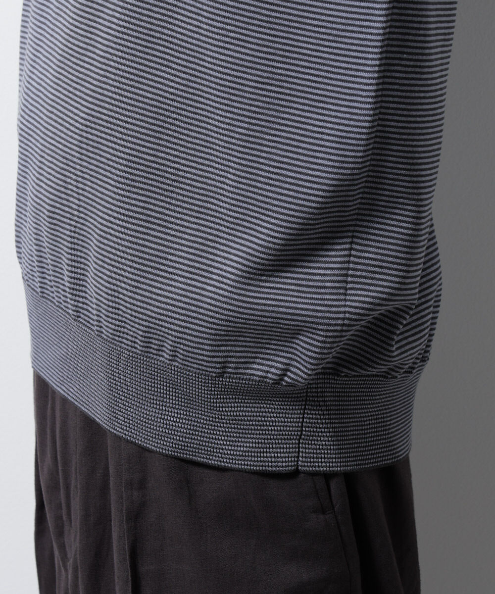 nano･universe「ハイゲージマイクロボーダーニットポロ」|ニット・セーター|