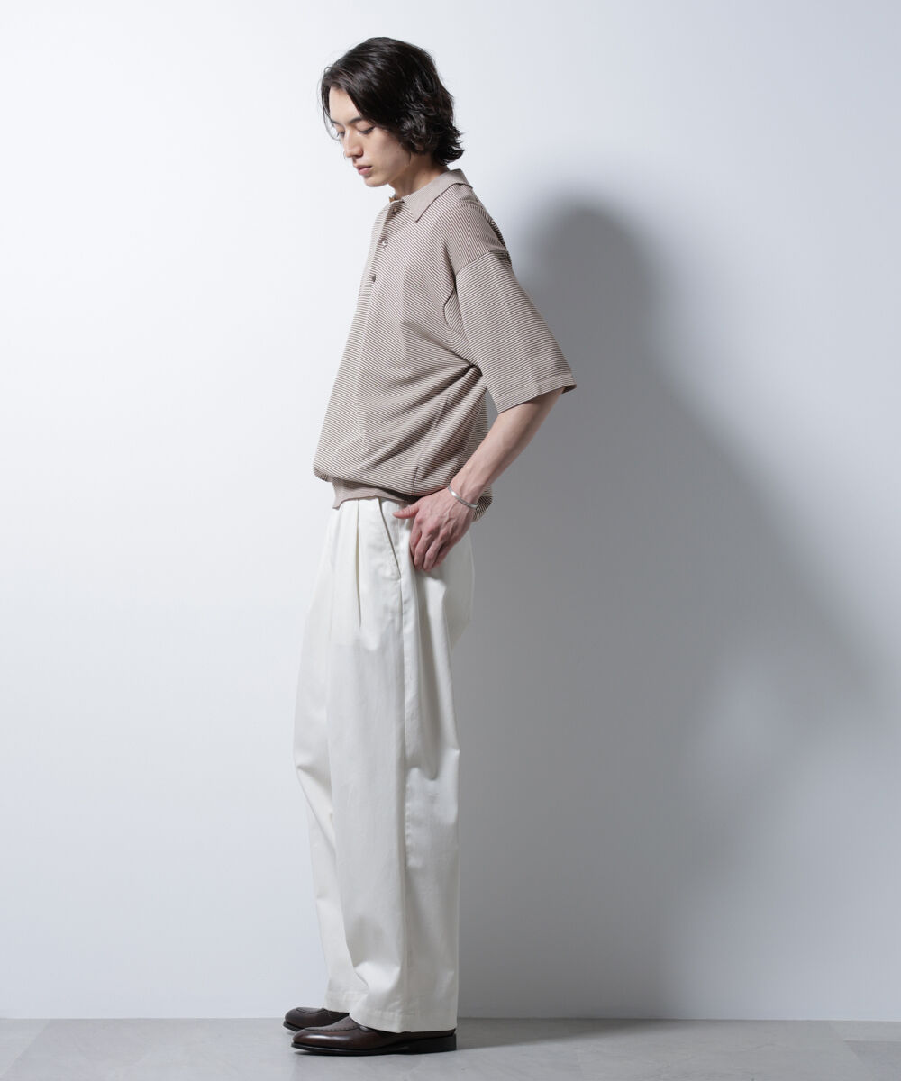 nano･universe「ハイゲージマイクロボーダーニットポロ」|ニット・セーター|