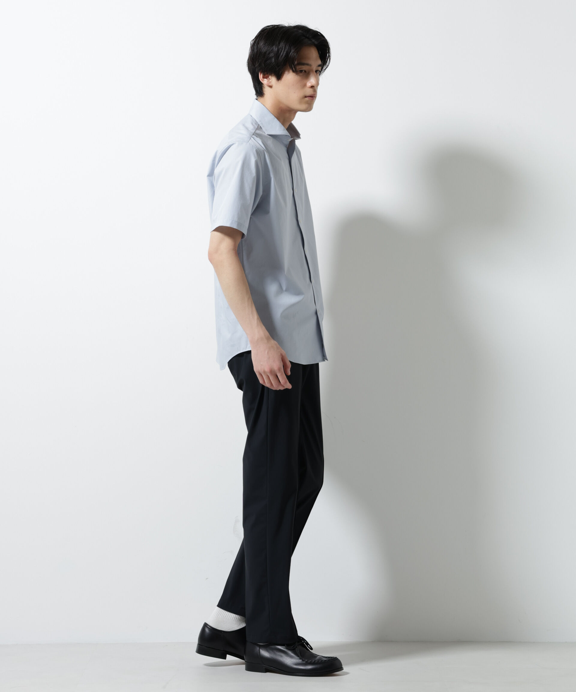 nano･universe「「N shirt」 速乾 ホリゾンタルカラーシャツ半袖」|シャツ・ブラウス|