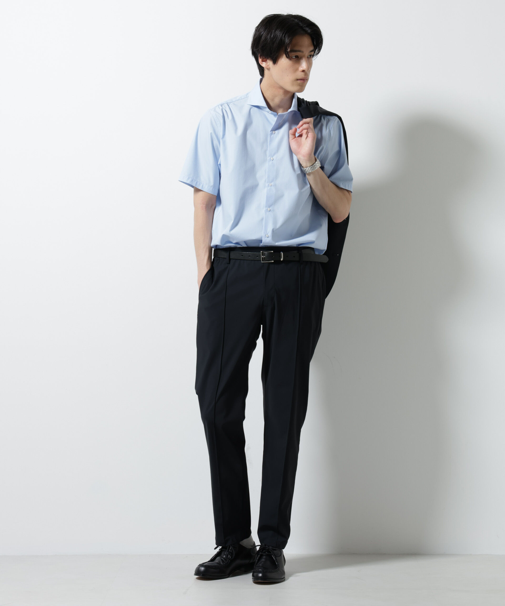 nano･universe「「N shirt」 速乾 ホリゾンタルカラーシャツ半袖」|シャツ・ブラウス|