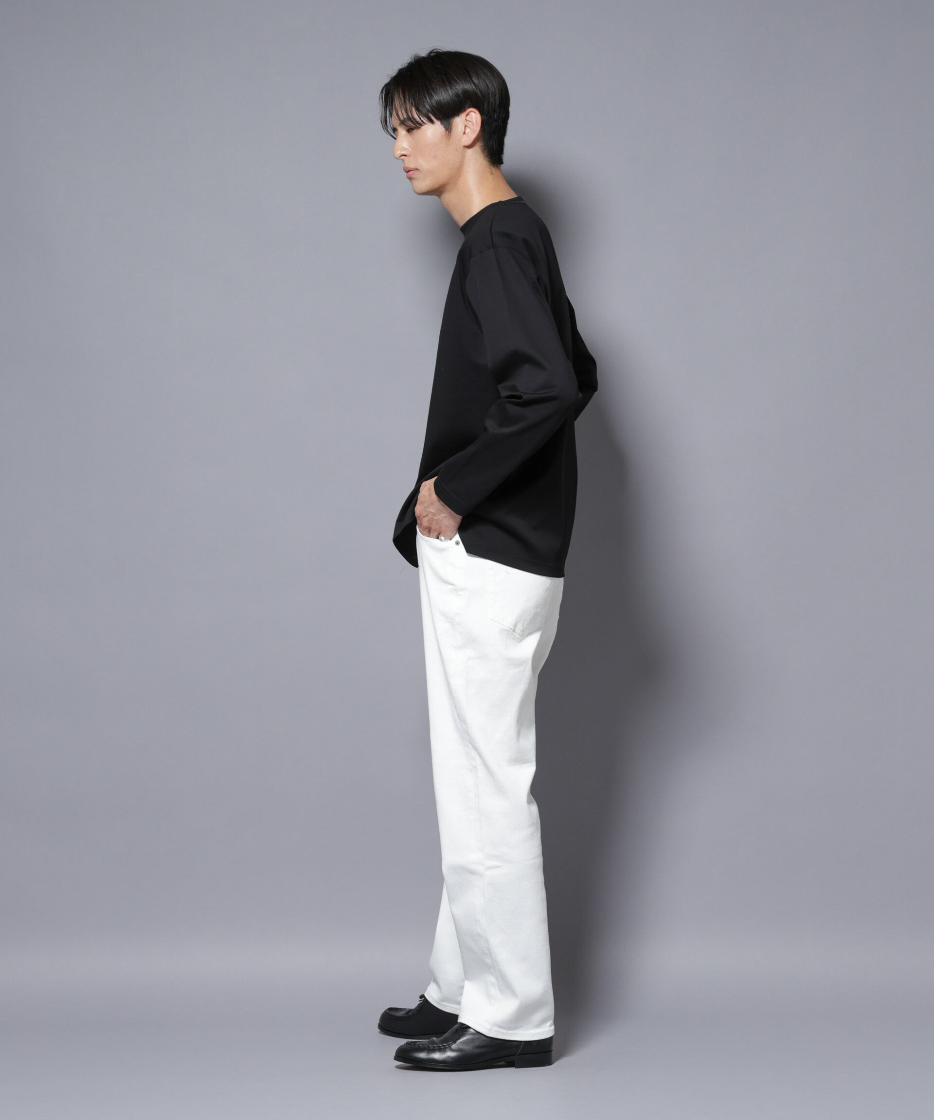 nano･universe「｢NJ/CLUB｣モクロディ ボートネック サイドスリットTシャツ」|Tシャツ・カットソー|