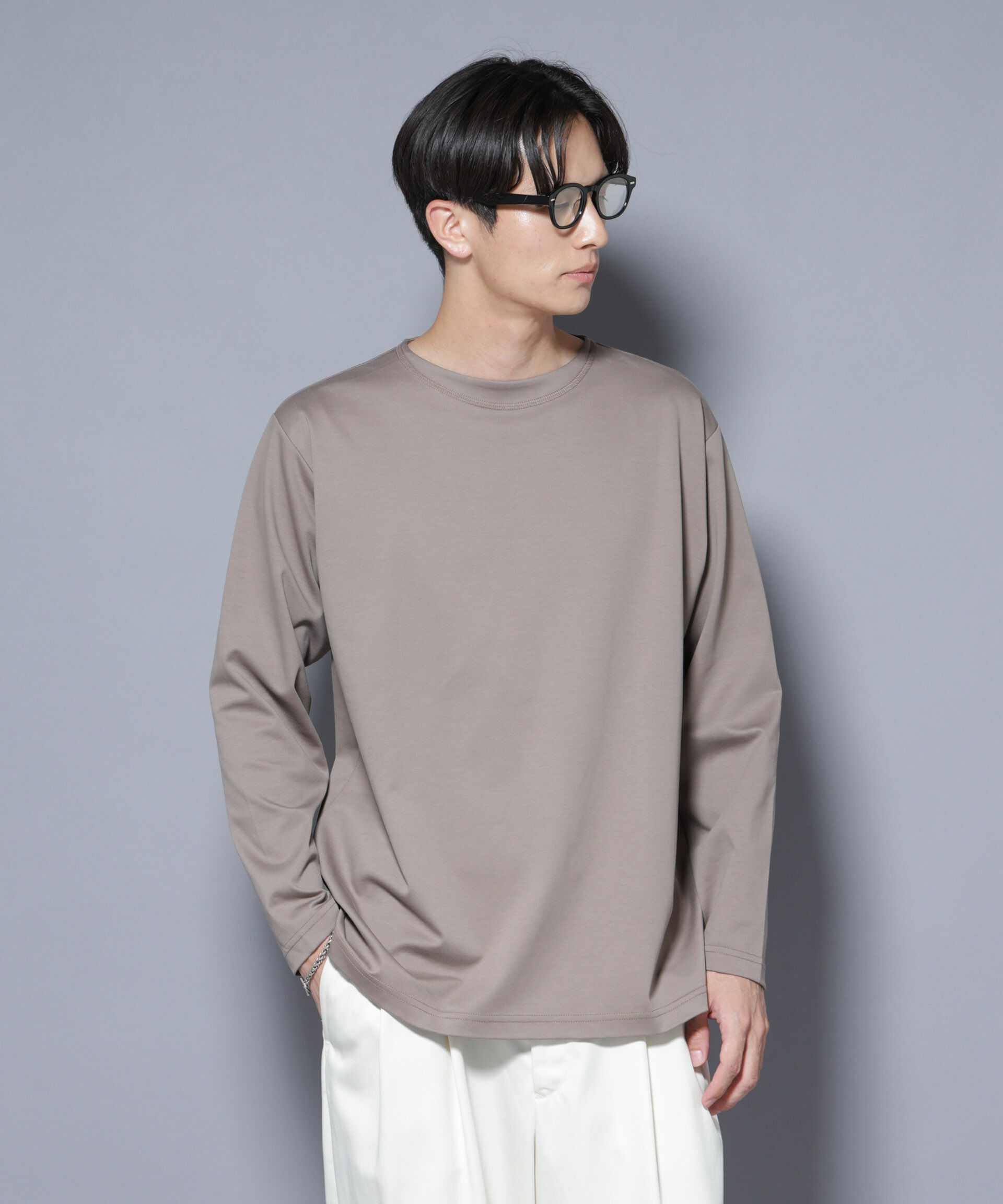 nano･universe「｢NJ/CLUB｣モクロディ ボートネック サイドスリットTシャツ」|Tシャツ・カットソー|