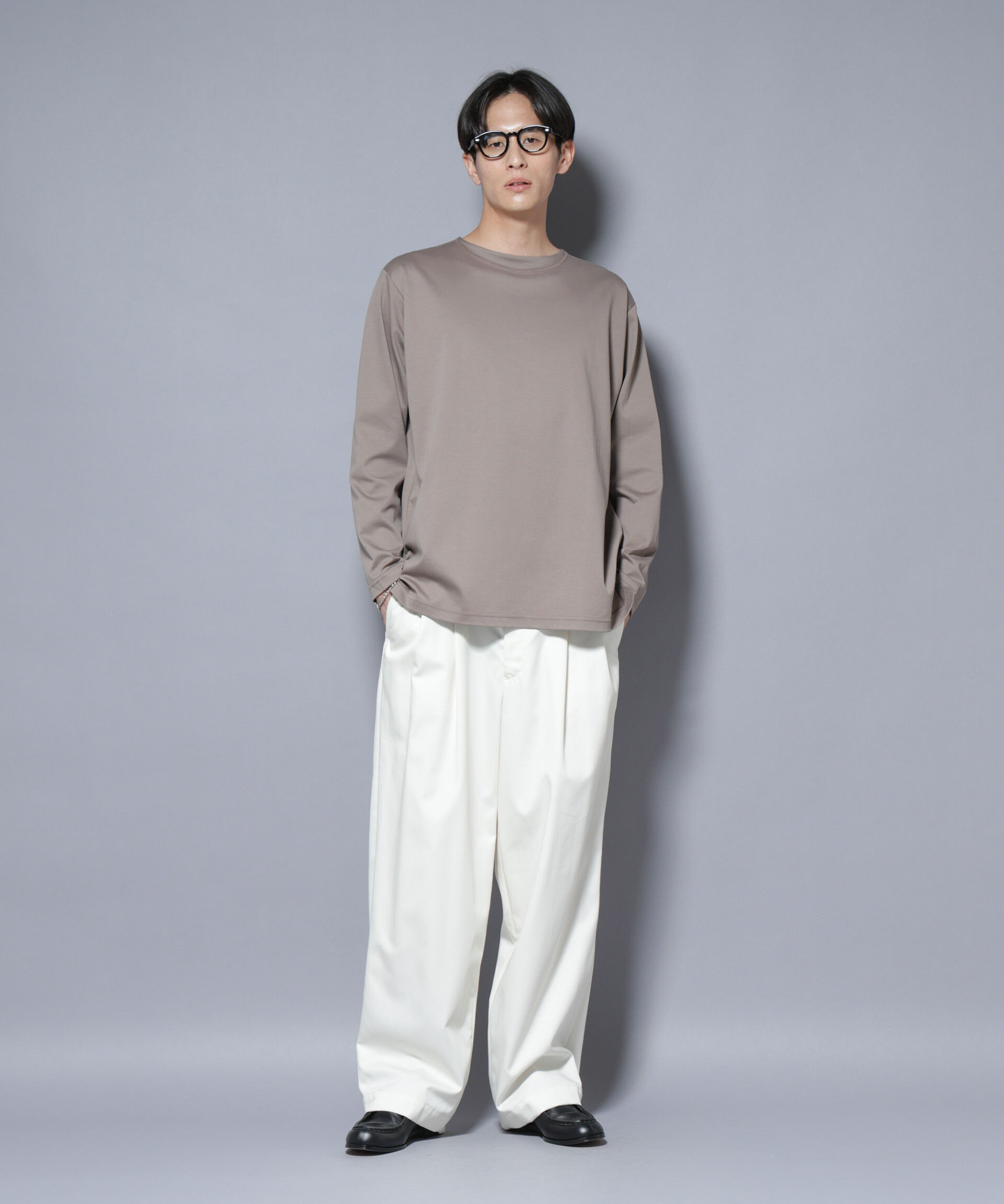 nano･universe「｢NJ/CLUB｣モクロディ ボートネック サイドスリットTシャツ」|Tシャツ・カットソー|