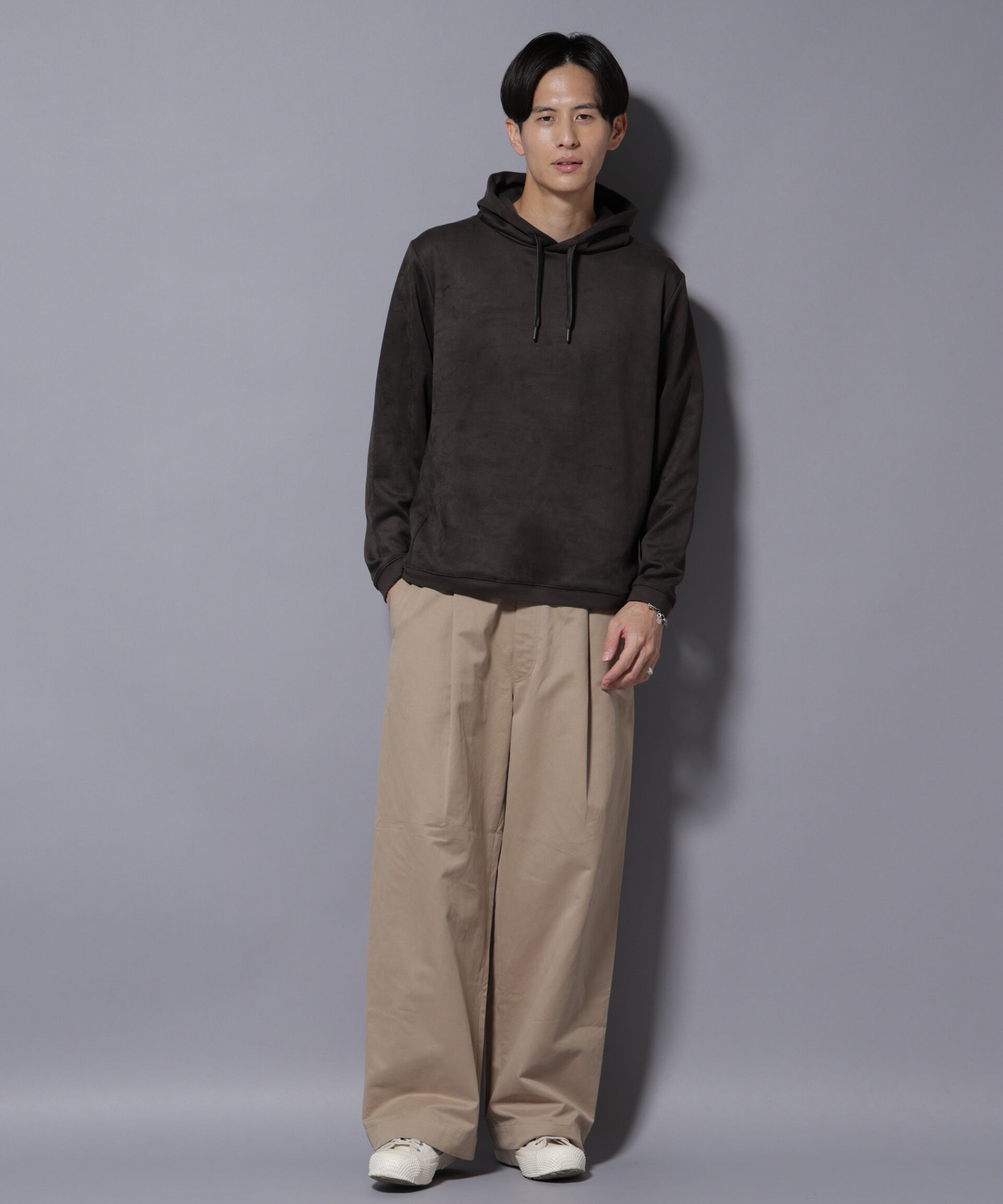 nano･universe「フェイクスエードフーディー 長袖」|Tシャツ・カットソー|