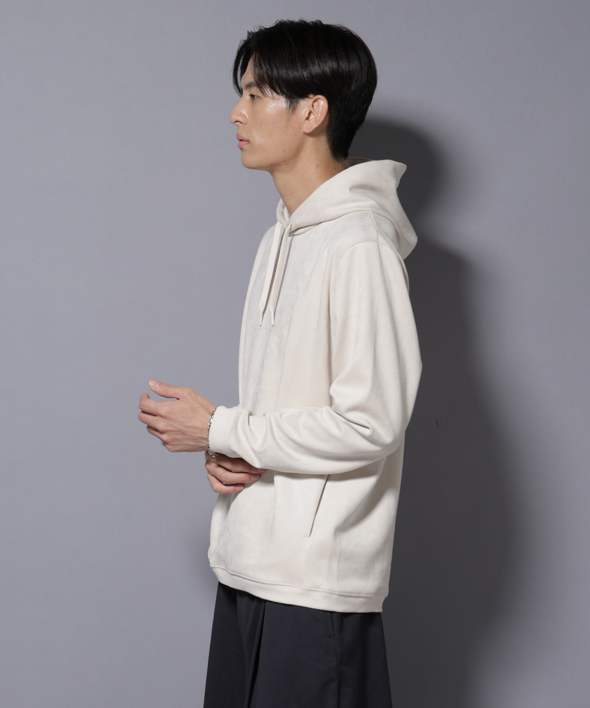 nano･universe「フェイクスエードフーディー 長袖」|Tシャツ・カットソー|