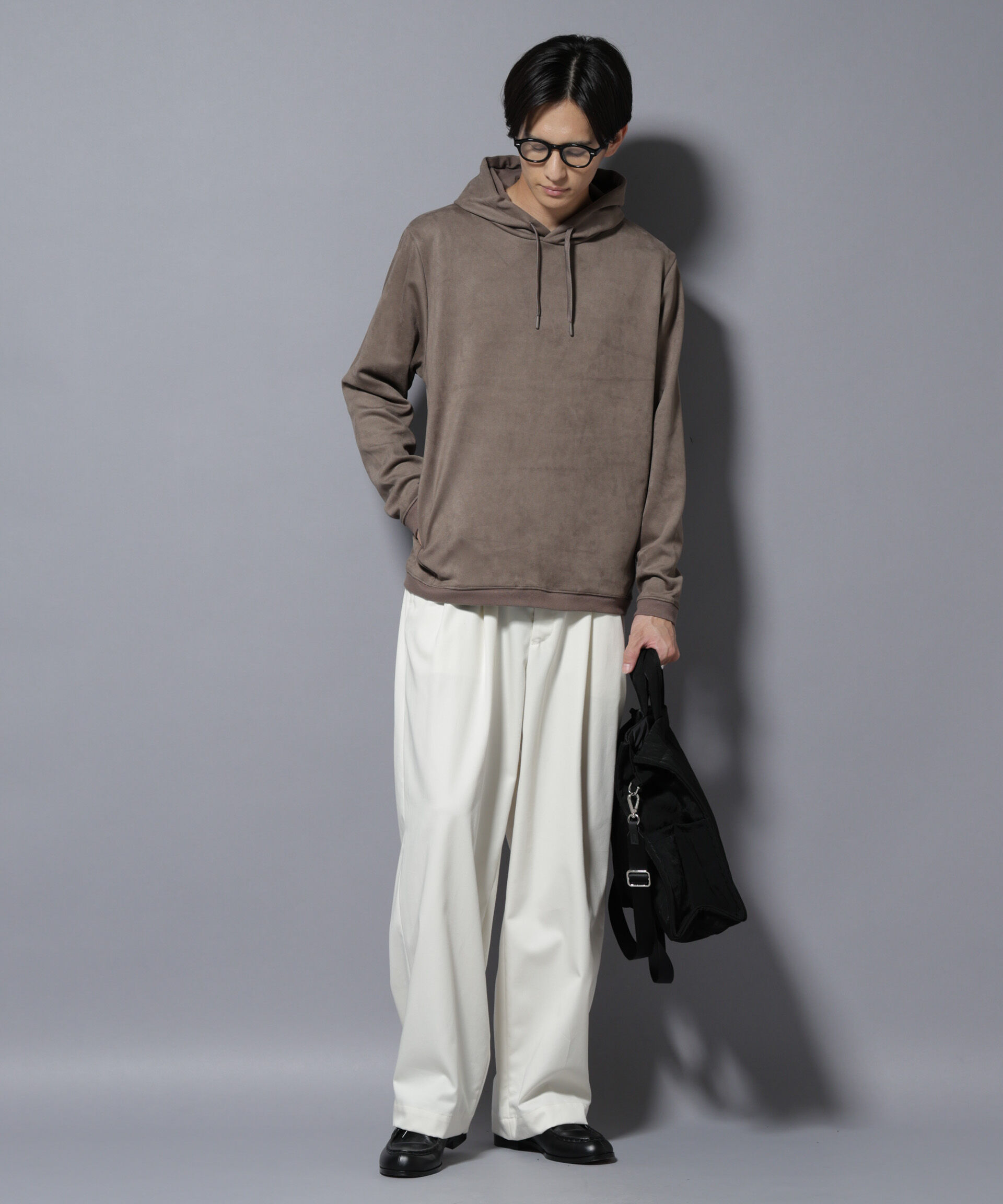 nano･universe「フェイクスエードフーディー 長袖」|Tシャツ・カットソー|