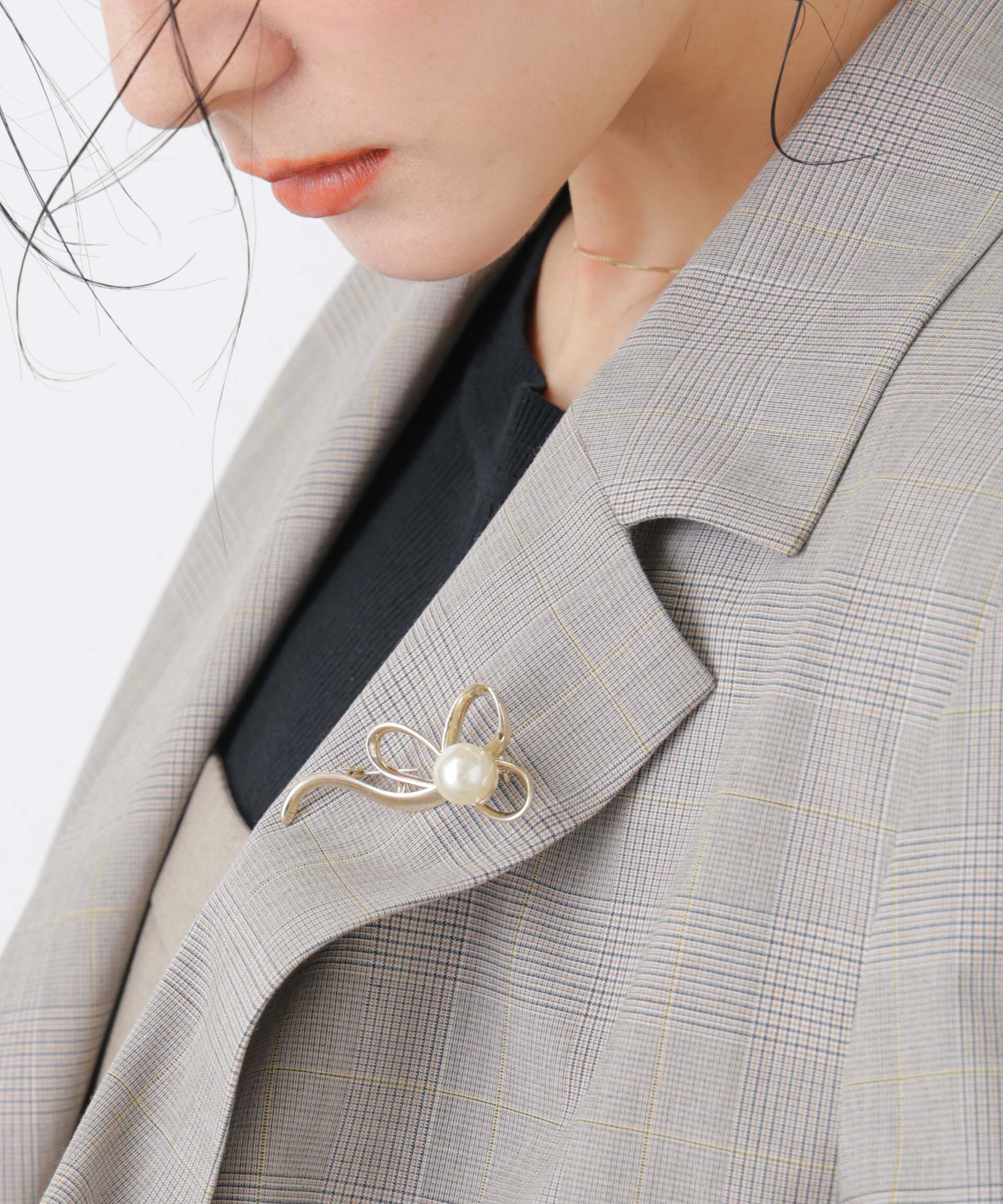 nano･universe「フェイクパールリボンブローチ」|その他|