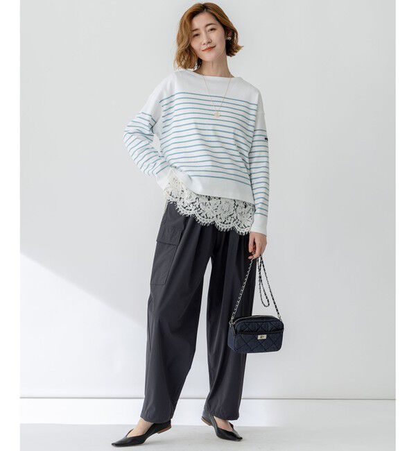 23区「【洗える】レースコンビストレッチ マットサテン インナー タンクトップ」|タンクトップ|