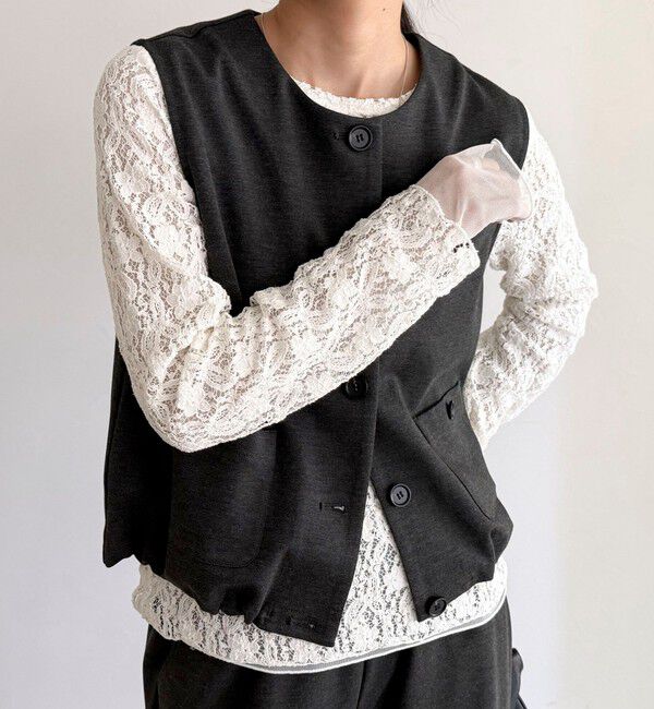 fredy emue「チュールレイヤードレースロンTシャツ」|Tシャツ・カットソー|