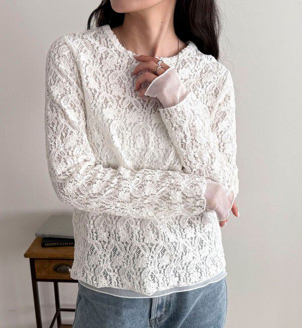 fredy emue「チュールレイヤードレースロンTシャツ」|Tシャツ・カットソー|