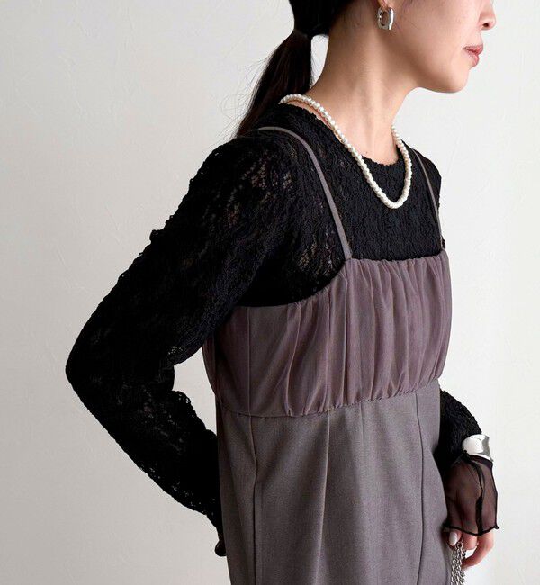 fredy emue「チュールレイヤードレースロンTシャツ」|Tシャツ・カットソー|