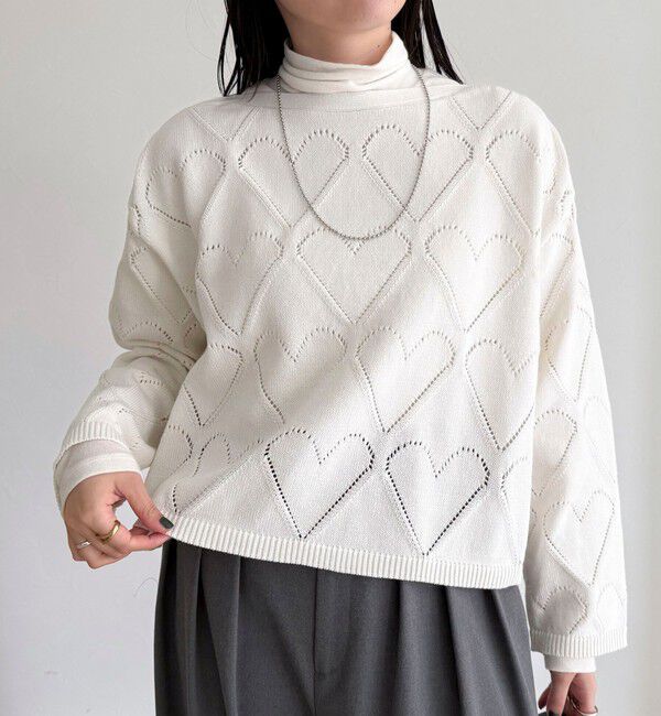 fredy emue「LINEN混ハート透かし柄ニット」|ニット・セーター|