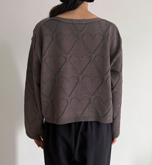 fredy emue「LINEN混ハート透かし柄ニット」|ニット・セーター|