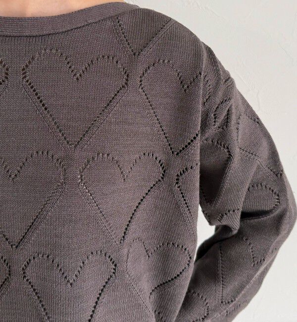 fredy emue「LINEN混ハート透かし柄ニット」|ニット・セーター|