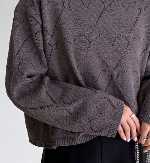 fredy emue「LINEN混ハート透かし柄ニット」|ニット・セーター|