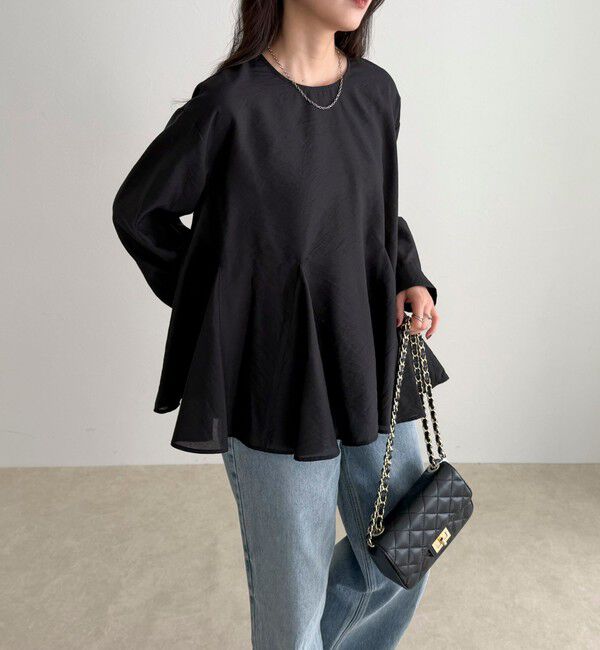 fredy emue「ペプラムシアーボリュームブラウス」|シャツ・ブラウス|ブラック