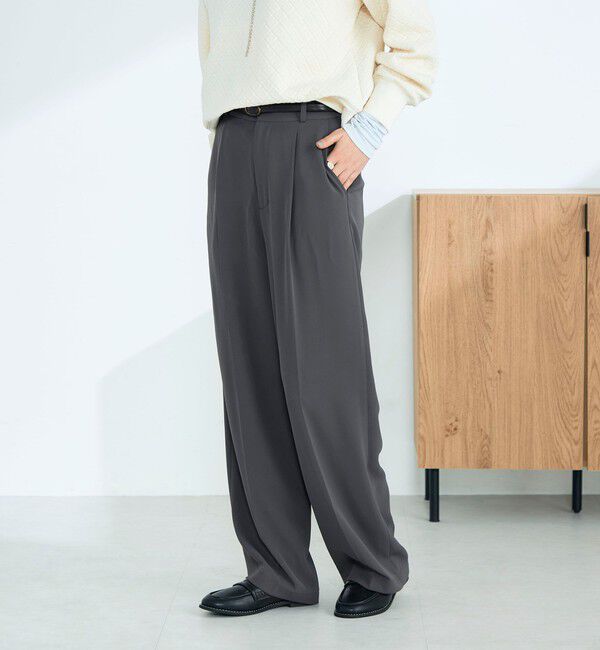 fredy emue「【オン・オフ対応/高身長サイズあり】とろみツイルタックスラックス」|スラックス|