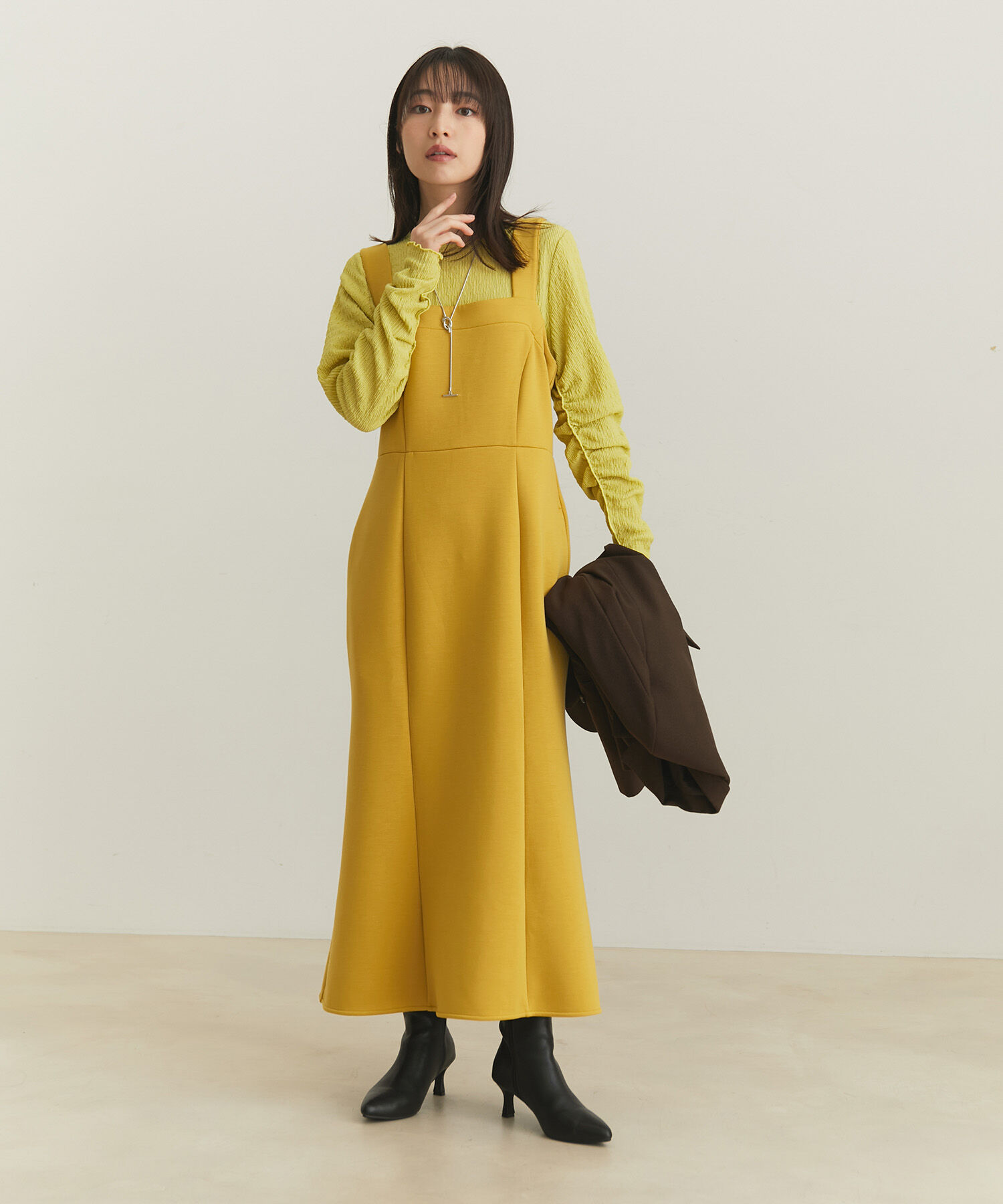 VIS「【スフレタッチシリーズ】【洗える】マーメイドジャンパースカート」|ワンピース|