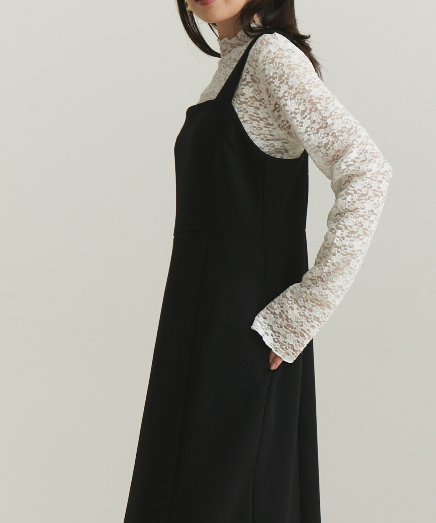 VIS「【スフレタッチシリーズ】【洗える】マーメイドジャンパースカート」|ワンピース|