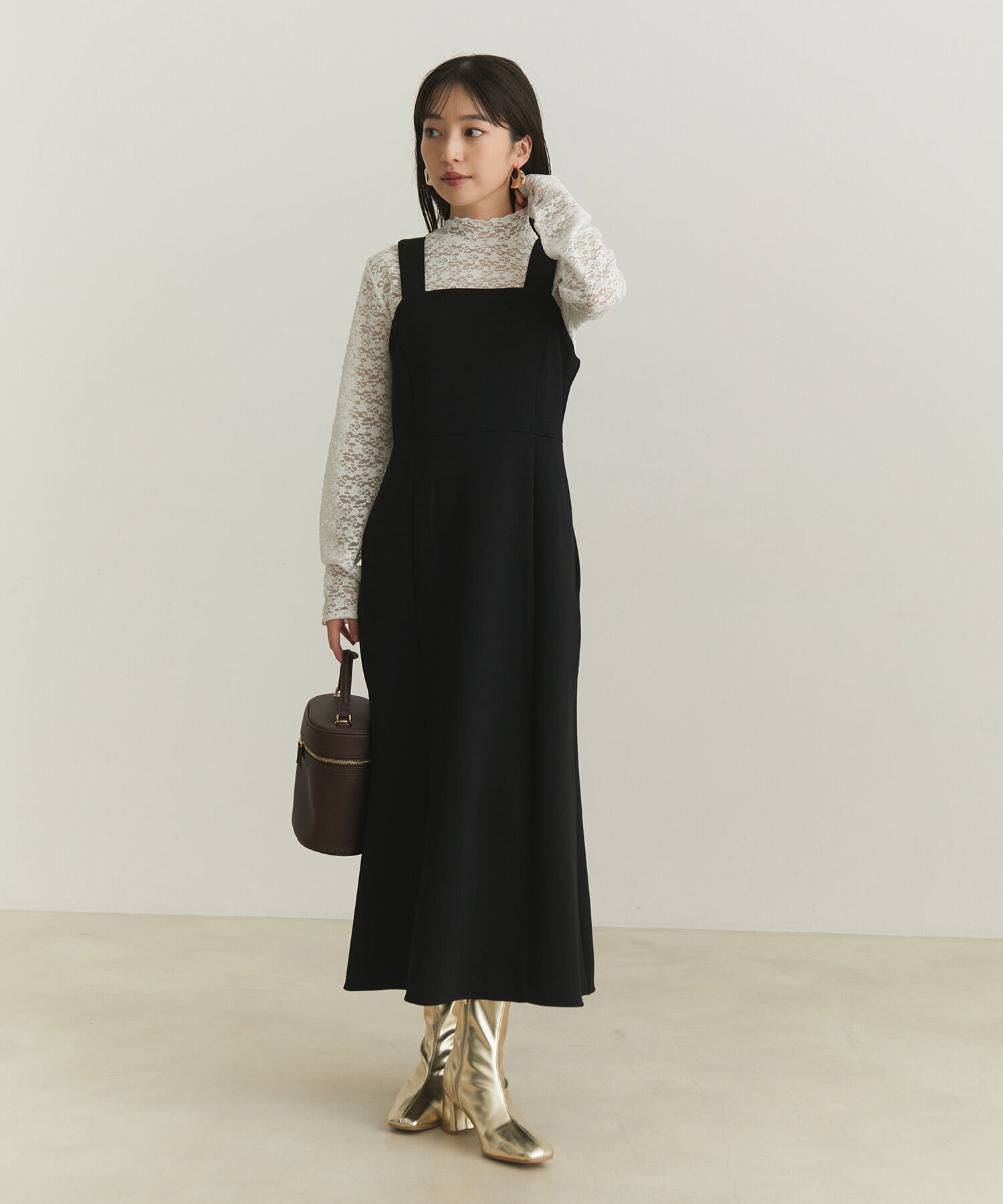 VIS「【スフレタッチシリーズ】【洗える】マーメイドジャンパースカート」|ワンピース|