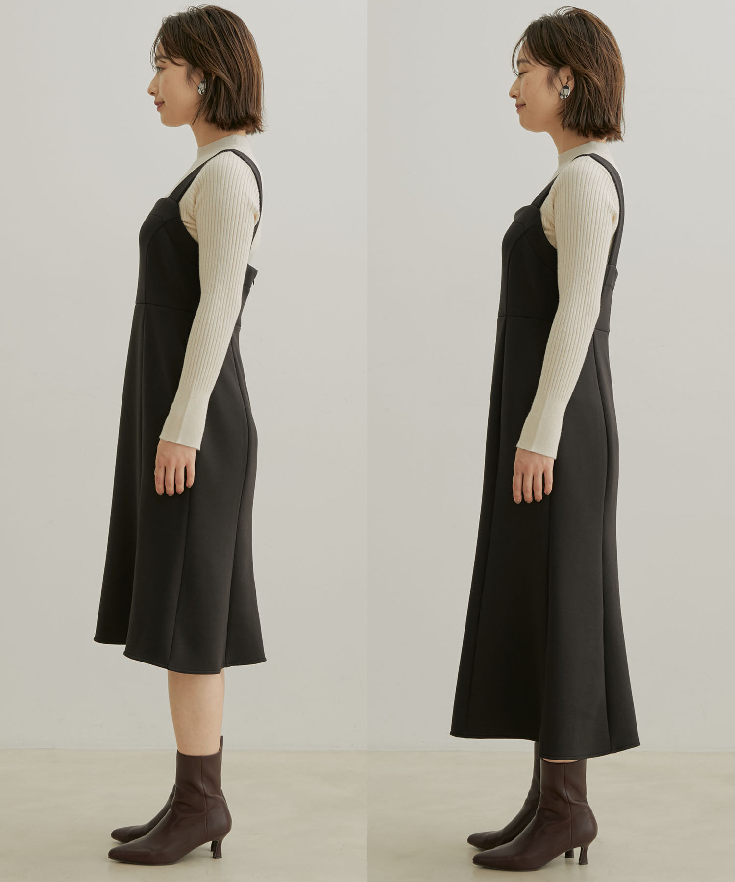 VIS「【スフレタッチシリーズ】【洗える】マーメイドジャンパースカート」|ワンピース|