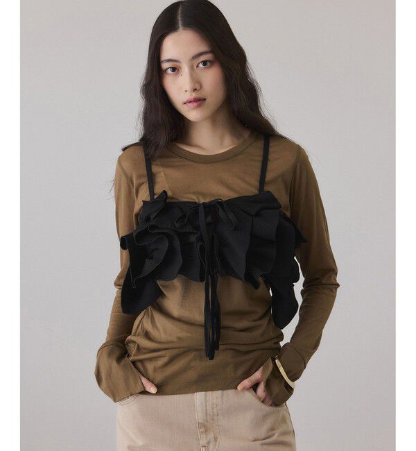 ADAM ET ROPE'「【サステナブル】ニットフリルビスチェ」|ベスト・ジレ|