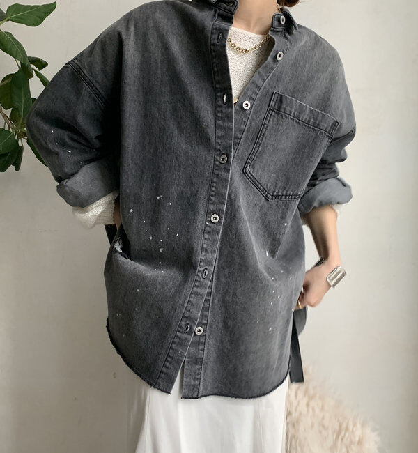  「【新色追加】ダメージデニムシャツ」|シャツ・ブラウス|