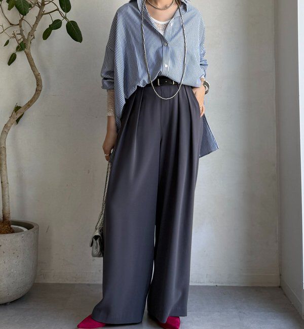  「【累計販売数3万枚突破/22色４サイズ展開！】タックワイドパンツ」|チノ|