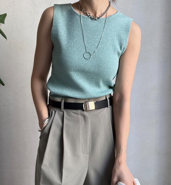  「前後2WAYラメニットタンク」|ニット・セーター|サックスブルー