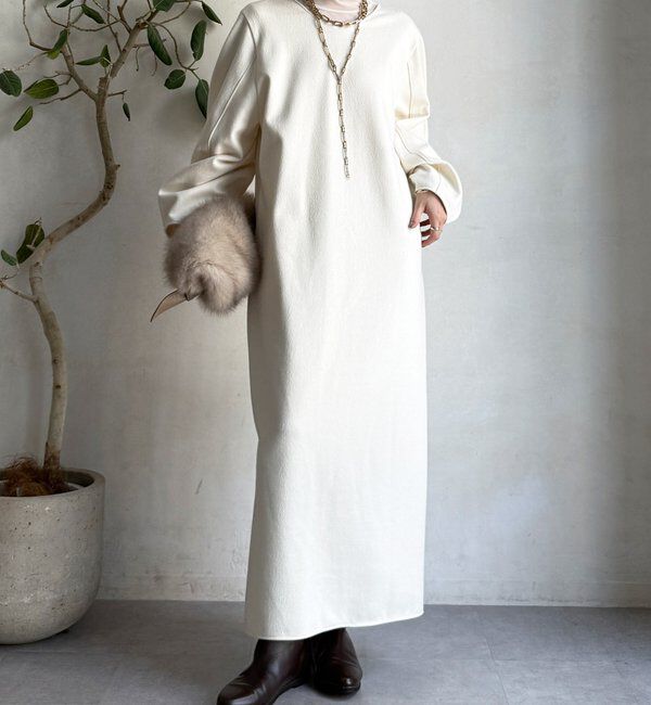  「【前後2WAY】裏起毛袖ボリュームワンピース」|ワンピース|