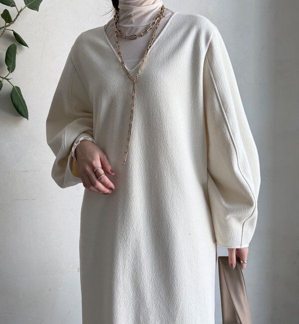  「【前後2WAY】裏起毛袖ボリュームワンピース」|ワンピース|