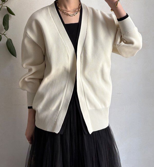  「バイカラーVカーディガン」|カーディガン|