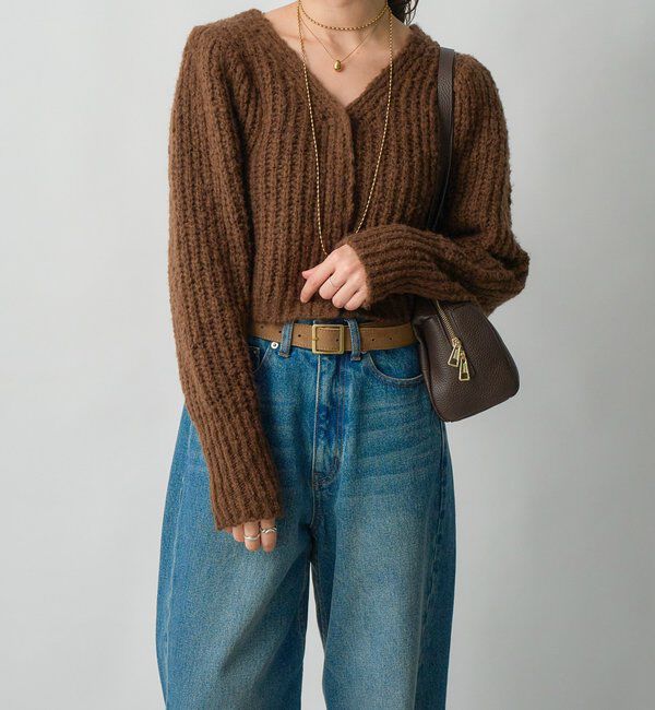  「【前後2WAY】スラブボレロカーデ」|カーディガン|