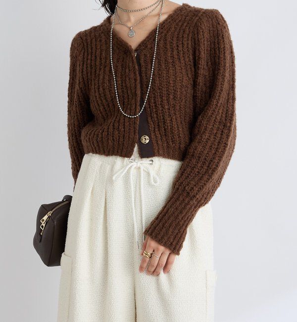  「【前後2WAY】スラブボレロカーデ」|カーディガン|