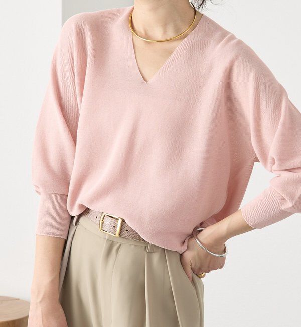  「予約【軽くしなやかな着心地】ライトギマバックボリュームニット」|ニット・セーター|ピンク