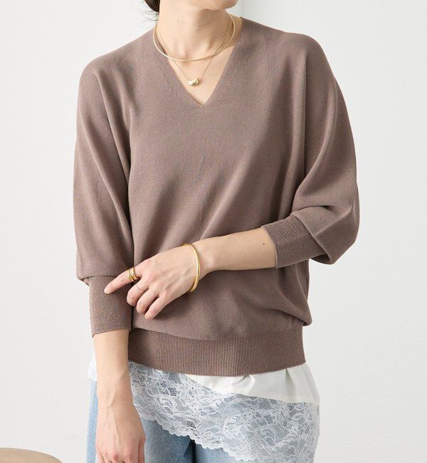  「予約【軽くしなやかな着心地】ライトギマバックボリュームニット」|ニット・セーター|モカ