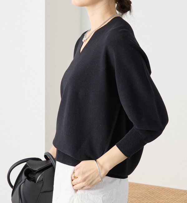 「予約【軽くしなやかな着心地】ライトギマバックボリュームニット」|ニット・セーター|ブラック