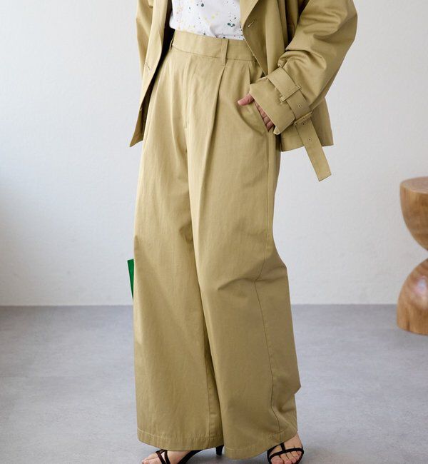  「予約【A・MONN(アモン)】スムースワイドパンツ」|その他|ベージュ