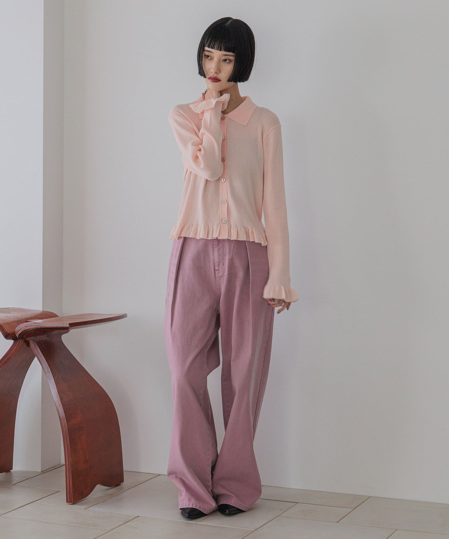 LOWRYS FARM「タックワイドデニム」|デニム|