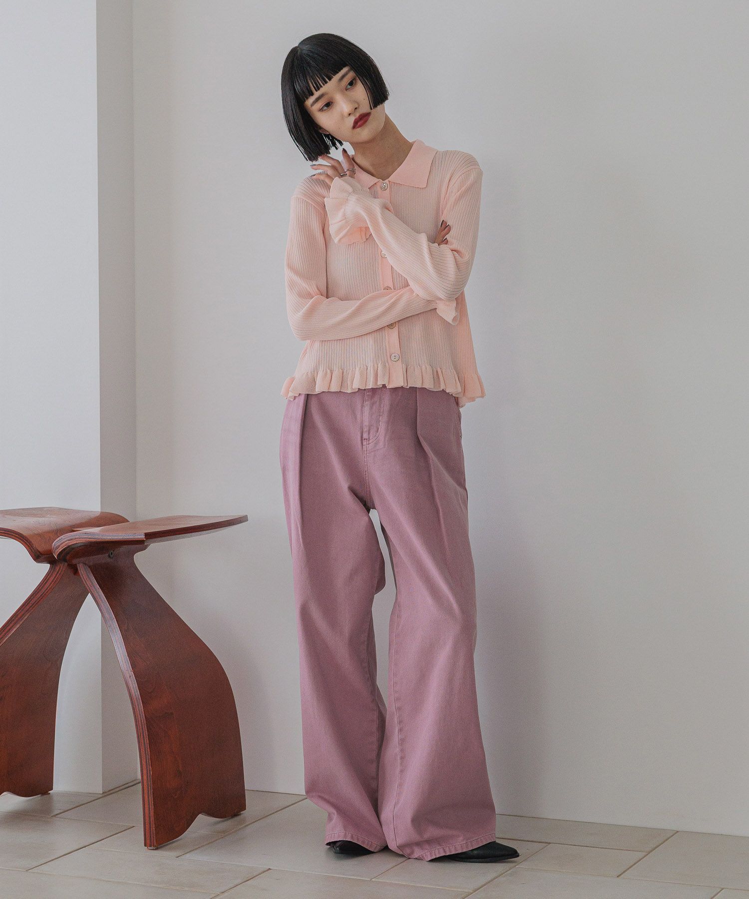 LOWRYS FARM「タックワイドデニム」|デニム|