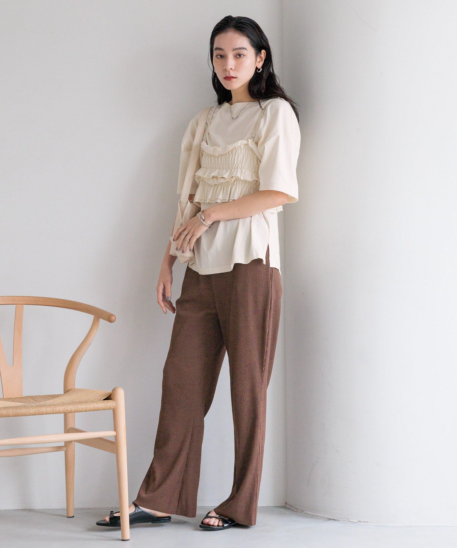 LOWRYS FARM「【セットアイテム】フリルビスチェセットＴＥＥ」|Tシャツ・カットソー|