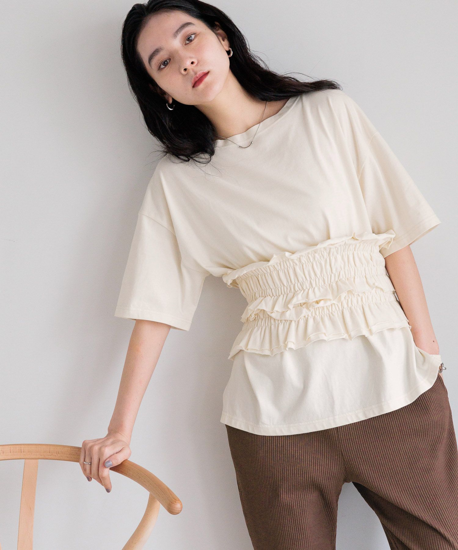 LOWRYS FARM「【セットアイテム】フリルビスチェセットＴＥＥ」|Tシャツ・カットソー|