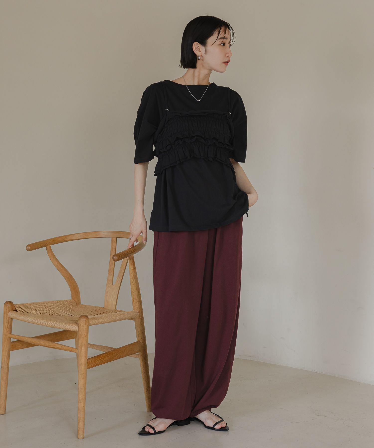 LOWRYS FARM「【セットアイテム】フリルビスチェセットＴＥＥ」|Tシャツ・カットソー|